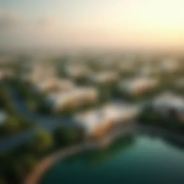 Aerial view showcasing the strategic location of Sobha Hartland in Dubai