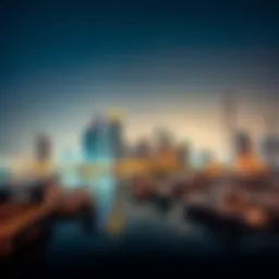 A panoramic view of Dubai Creek Harbor showcasing its stunning skyline