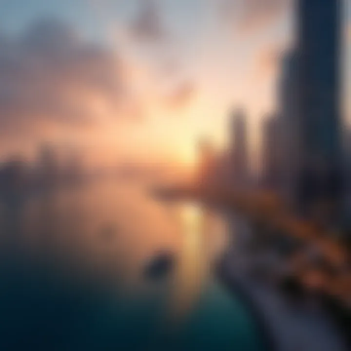 Scenic view of the Dubai Marina at sunset