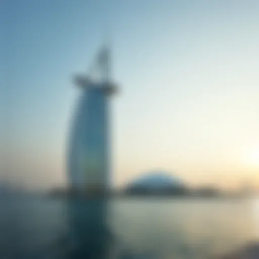 Stunning view of Burj Tamouh from the waterfront