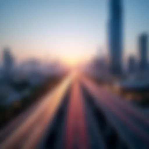 A panoramic view of Sheikh Zayed Road showcasing the skyline