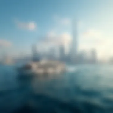 The stunning skyline of Dubai viewed from a ferry, showcasing iconic buildings