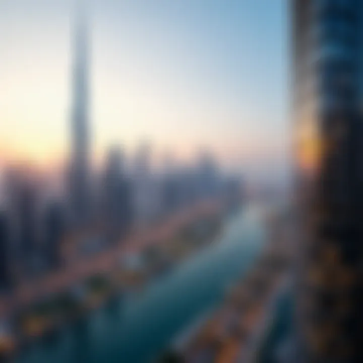 Panoramic view of Dubai skyline from Yasmeen Building