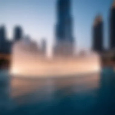 A close-up of the mesmerizing water choreography during the fountain show