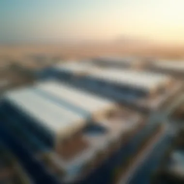 Aerial view of Ras Al Khor industrial area highlighting warehouse locations