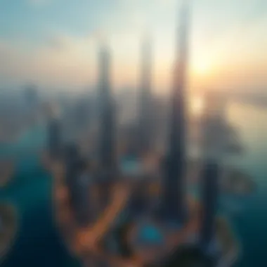 Aerial view of Dubai skyline showcasing financial towers