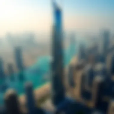 Aerial perspective of the Regal Tower in the Dubai skyline