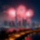 Stunning view of Dubai skyline illuminated by fireworks